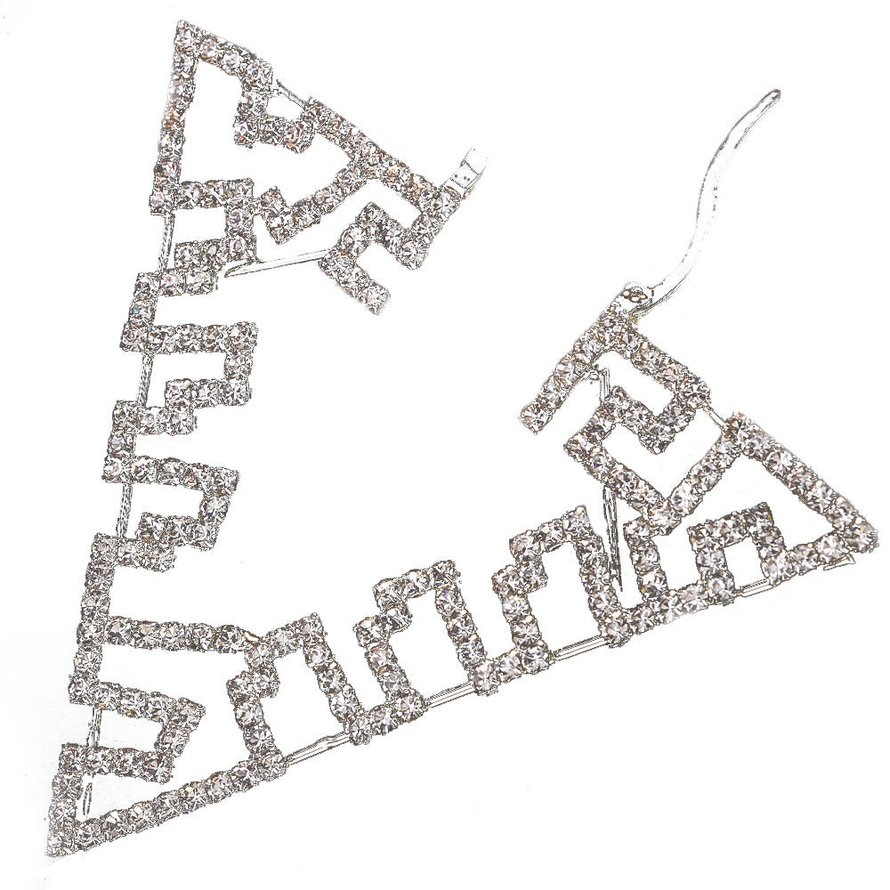 Triangle Earrings European And American Fashion Rhinestone Earrings