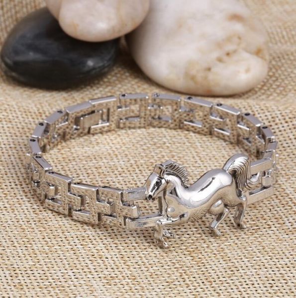 Fashion Classic Box Chain Stainless Steel Horse Bracelets