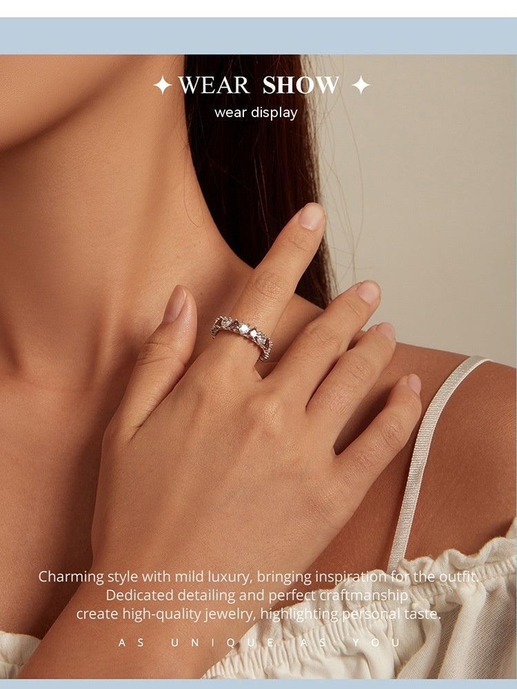 Silver Ziyun New S925 Silver Bright Heart Ring