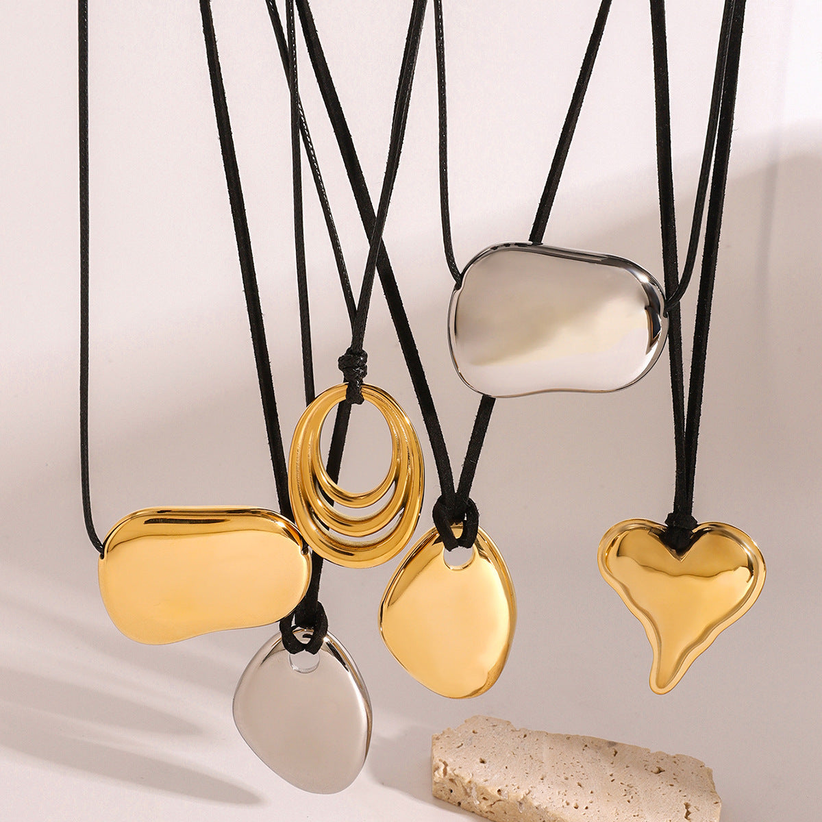 European And American Stainless Steel Geometric Irregular Pendants Necklace