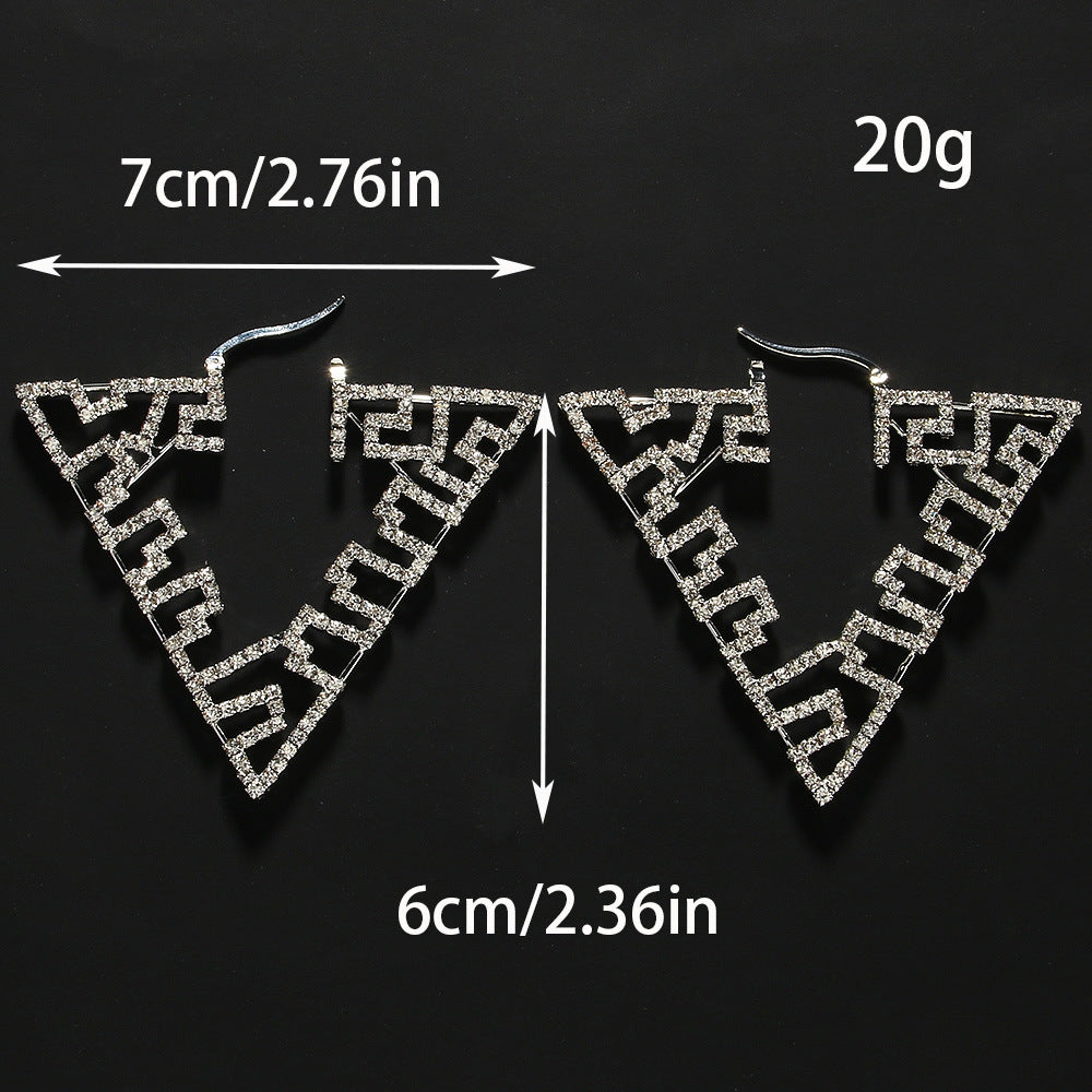 Triangle Earrings European And American Fashion Rhinestone Earrings