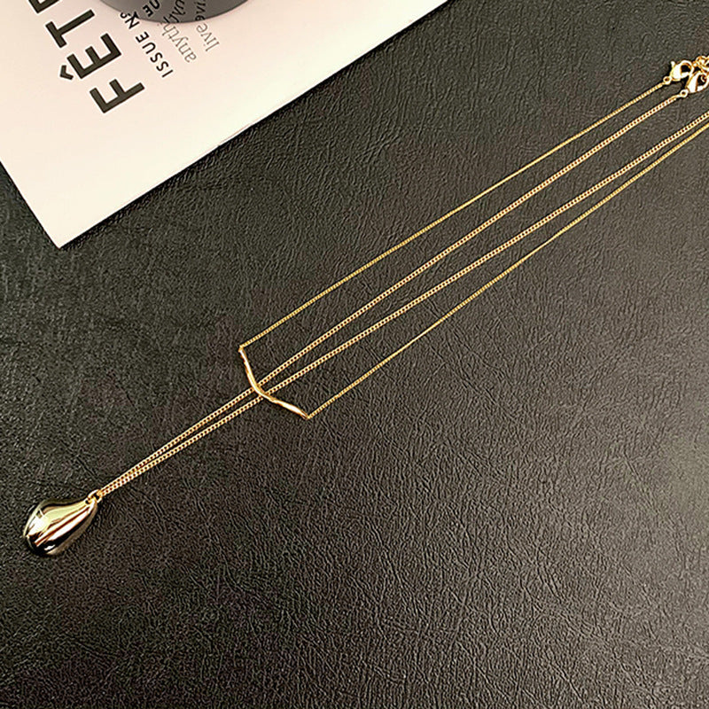 Irregular Pendants Cold Style Niche Geometric Double-layer Long Necklace