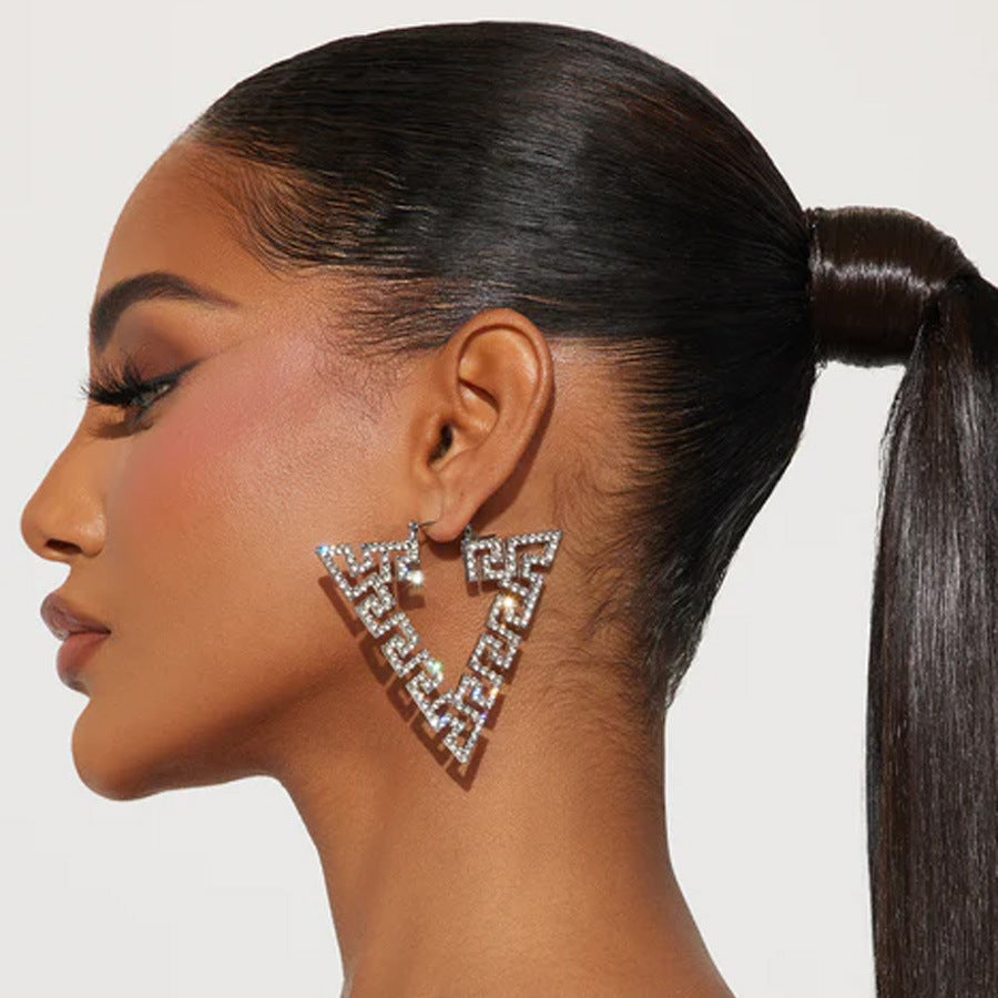 Triangle Earrings European And American Fashion Rhinestone Earrings