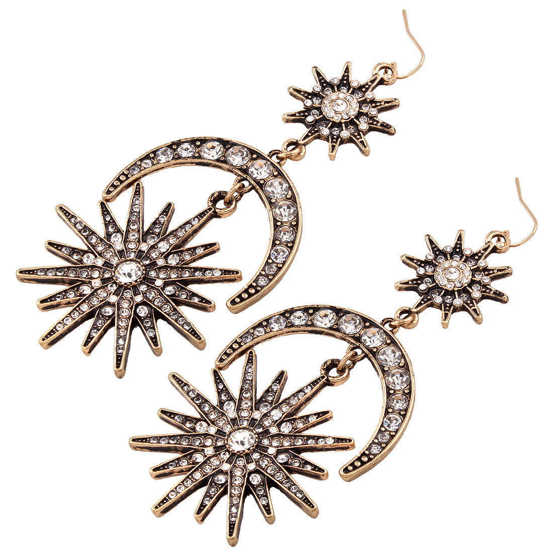 Fashion Exaggerated Sun Moon Earrings Metal Alloy Earrings