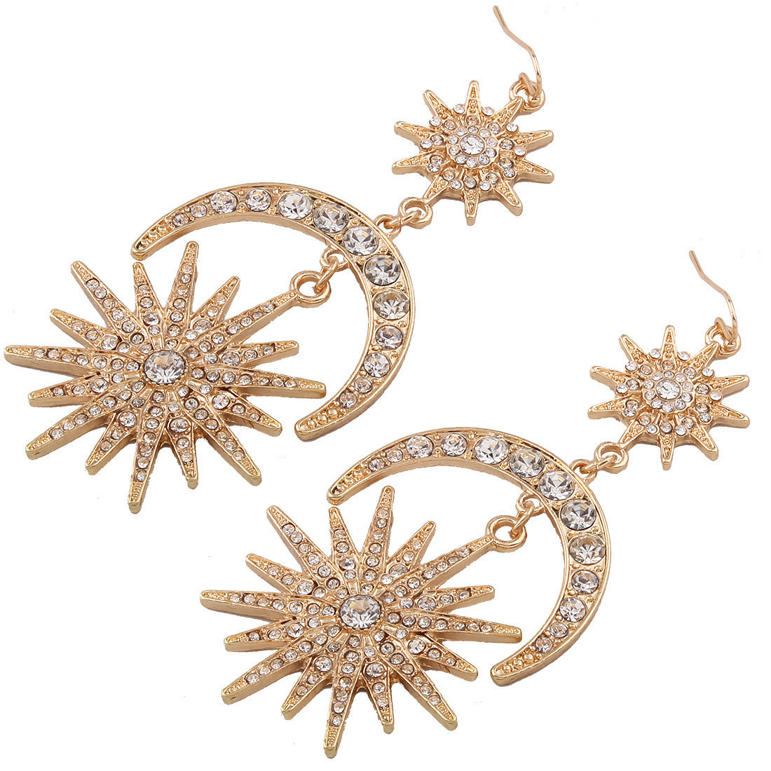 Fashion Exaggerated Sun Moon Earrings Metal Alloy Earrings
