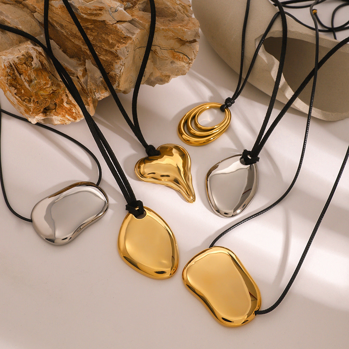 European And American Stainless Steel Geometric Irregular Pendants Necklace