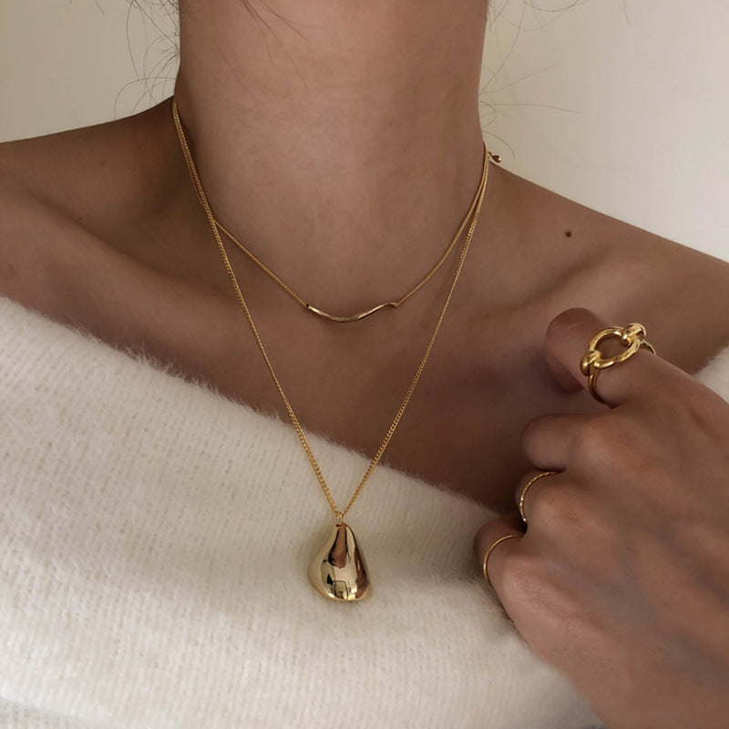 Irregular Pendants Cold Style Niche Geometric Double-layer Long Necklace