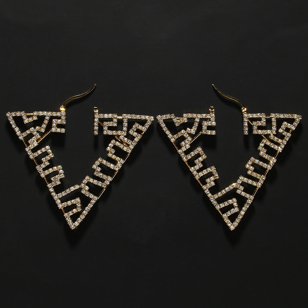 Triangle Earrings European And American Fashion Rhinestone Earrings