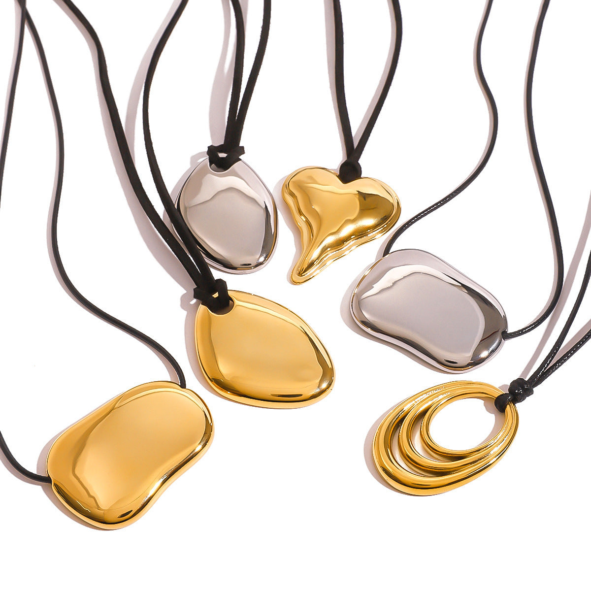 European And American Stainless Steel Geometric Irregular Pendants Necklace