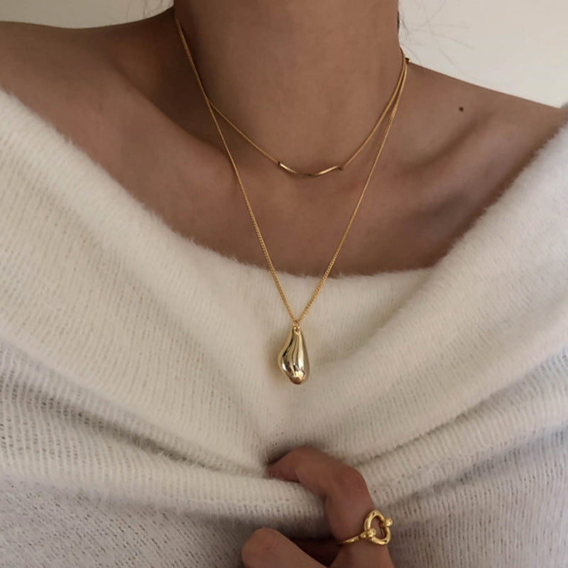 Irregular Pendants Cold Style Niche Geometric Double-layer Long Necklace